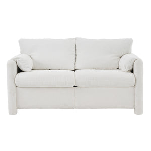 English Elm 003-Modern Loveseat Plush Chenille 2-Seater Sofa, High-Density Foam Cushions, 60" Compact Ivory White for Small Spaces W2636P232358