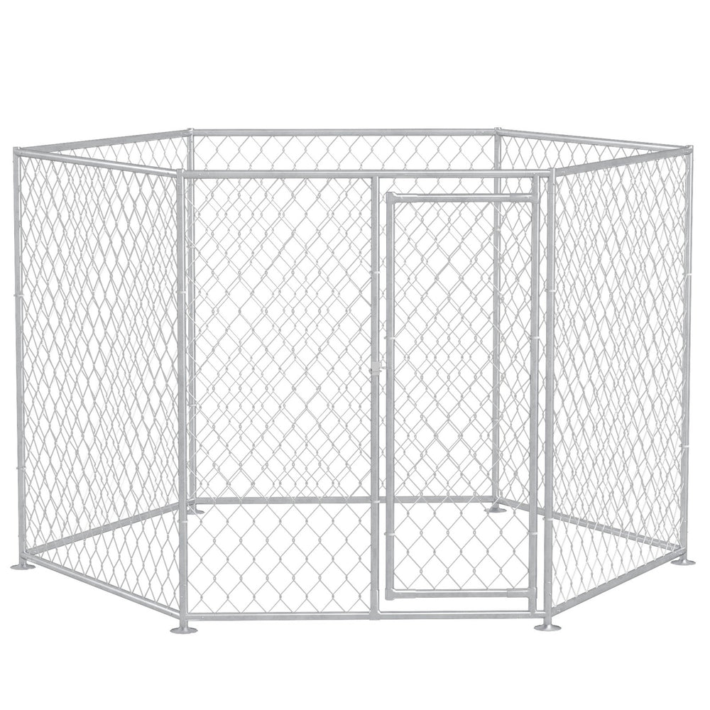 English Elm Pawhut Galvanized Steel Outdoor Dog Run with Lockable Door for Large Breeds W2225P173779