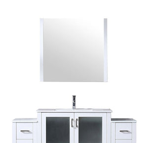 English Elm White 60 in. Bath Vanity with Side Cabinets, Scratch-Resist Ceramic Top, Chrome Faucet & 34" Mirror B2731S01375