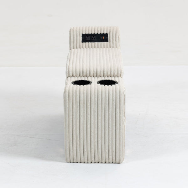 English Elm Modular Sofa Coffee Table With Storage, Usb Ports & Cupholders - Stylish Beige For Small Spaces W3098P257004