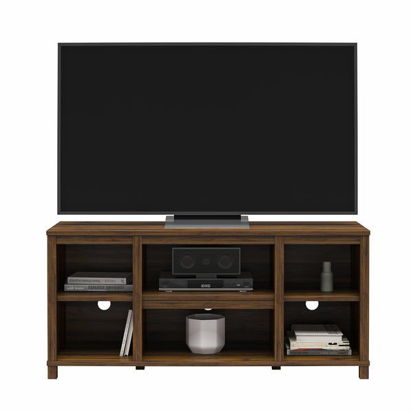 English Elm Parsons TV Stand for TVs up to 50" with ample open shelving, cord management, modern oak finish Walnut B2733P384502