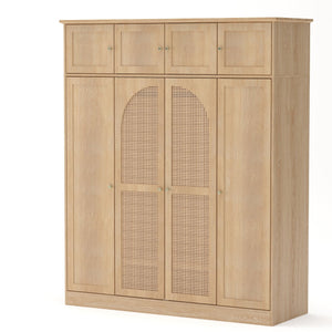 English Elm 70.87"tall Rattan Door Armoire Freestanding Wardrobe with Adjustable Shelves Hanging Rod Natural W757S00054