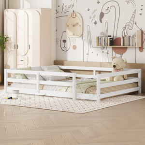 English Elm Full Full Size Montessori Floor Bed in Natural Pine for Kids — Low-Profile, Sturdy, Easy Assembly, Safe Design White W1820P331921