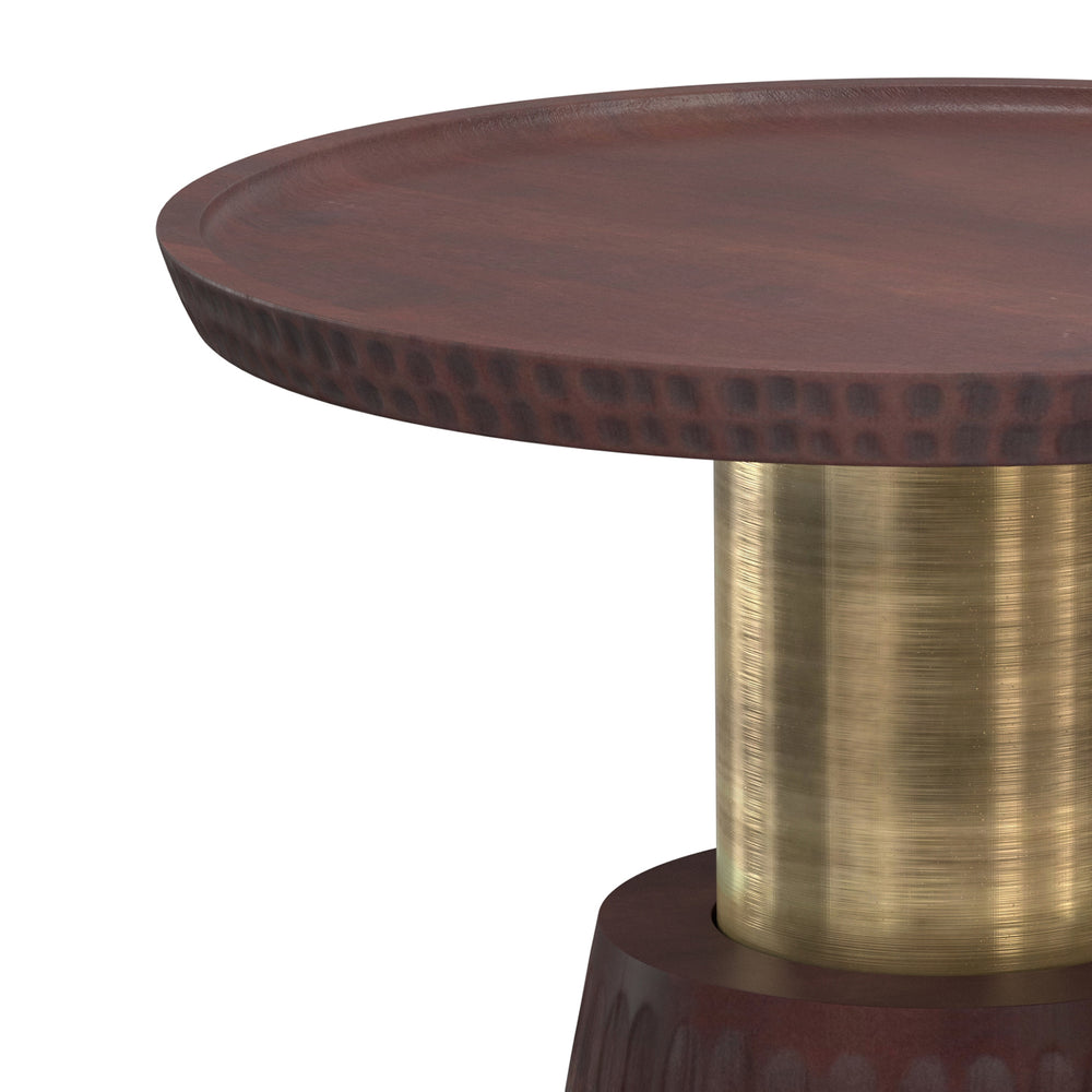 English Elm Breanna Hand-carved Mango Wood Round Side Table with Gold Accent for Modern Interiors B136P414658