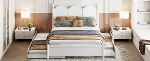 English Elm Queen Size Platform Bed With Twin Xl Trundle, 2 Storage Drawers, Elegant Design For Space-Saving N820S00025K-GIGA