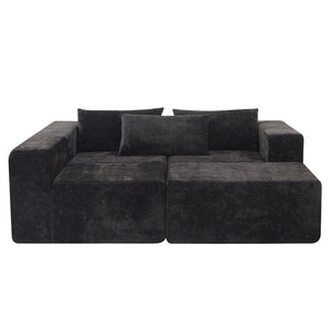 English Elm Christopher Knight Home® - 107" Compressed Sectional Sofas - Luxurious Modular Black Corduroy For Stylish, Cozy Living Spaces N771P346765H_N771P346766H