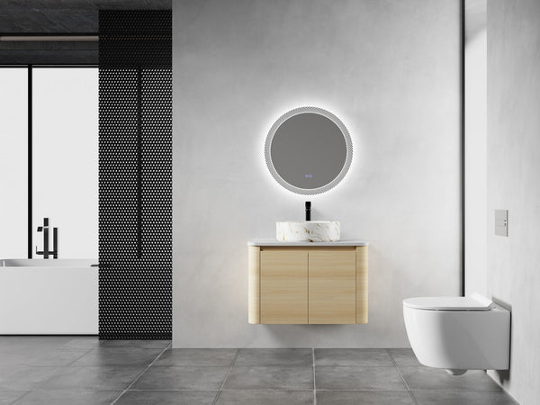 English Elm 30'' Wall-Mounted Bathroom Vanity With Elegant Ceramic Sink, Soft-Close Doors & Space-Saving Design W999S00464