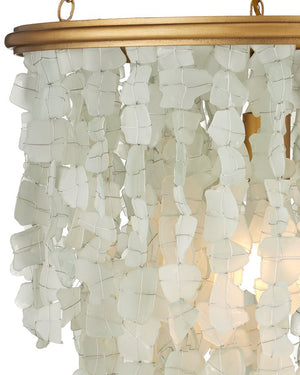 Currey & Company Verre De Mer Small Chandelier - Ocean-inspired Glass Lighting Fixture With Adjustable Height & Glow Gold Glass ,Wrought Iron 9000-1317-currey-company