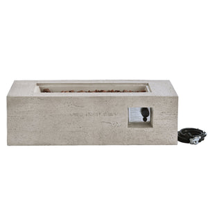 English Elm U_style Rectangular Outdoor Propane Fire Pit Mgo Set with Tank Cover Table Beige+Grey,Light Gray WY000498AAD