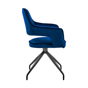 English Elm Devora Modern Velvet Dining Accent Chair with Durable Upholstery and Sturdy Wooden Four-Leg Base Blue B2736P354282