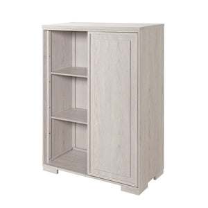 English Elm Ciara Beige Tall Storage Chest with Matte Black Handles for Modern Bedroom Decor B201P499229