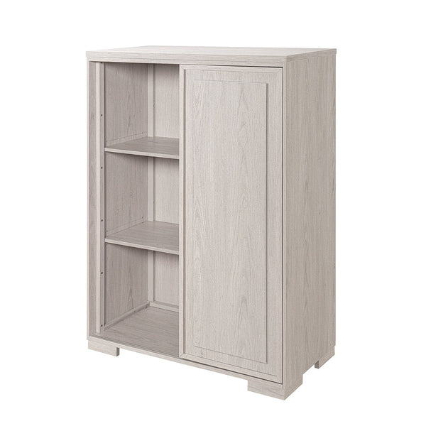 English Elm Ciara Beige Tall Storage Chest with Matte Black Handles for Modern Bedroom Decor B201P499229
