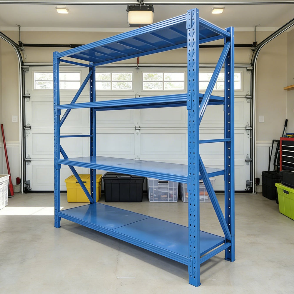 English Elm Four-tier Powder-coated Steel Shelving Unit with Adjustable Rack for Garage Storage W3752S00012