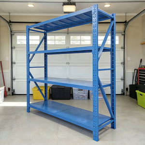 English Elm Four-tier Powder-coated Steel Shelving Unit with Adjustable Rack for Garage Storage W3752S00012