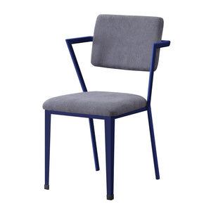 English Elm Grey Upholstered Open-Back Office Chair with Blue Metal Frame, Breathable Design & Padded Comfort B062P186424
