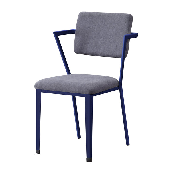 English Elm Grey Upholstered Open-Back Office Chair with Blue Metal Frame, Breathable Design & Padded Comfort B062P186424