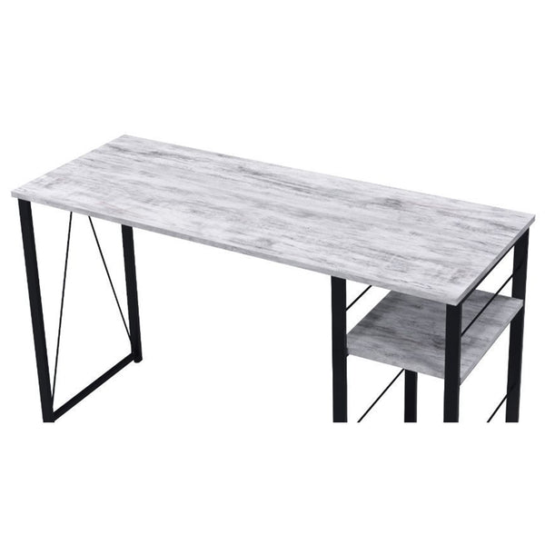 English Elm Rectangular Rustic Industrial Writing Desk with Metal Frame, 2-Tier Open Shelves for Storage and PC Antique White B016P312631