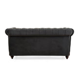 Christopher Knight Home® - Noble House - - Vivalux 59.44" Chesterfield Velvet Loveseat Sofa,2-Person Rolled Arm Dutch Plush Upholstered Sofa Couch With Tufted Button For Living Room, Bedroom, Small Places,Dark Gray