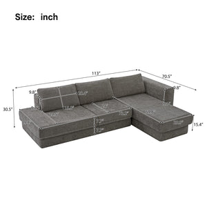 English Elm L-shaped Chenille Sectional Sofa with Deep Modular Seating and Layered Cushion Comfort Dark Grey N763S000090R