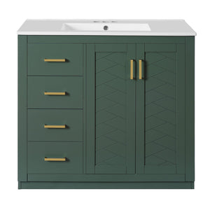 English Elm 72'' Elegant Bathroom Vanity With Ceramic Sink, Soft-Close Drawers & Solid Wood Storage Cabinet Set N710SS00013F