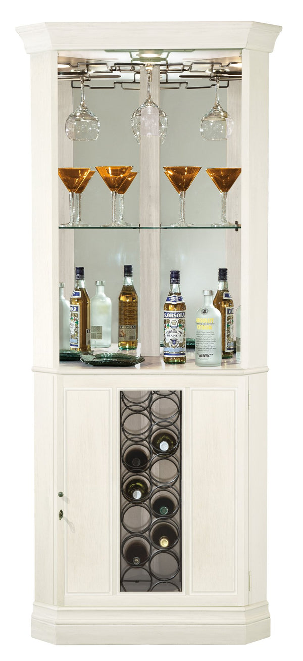Hekman Furniture 690000 Elegant Wine & Bar Cabinet With Ample Storage, Touch-lite & Glass Panels For Stylish Home Decor Aged Linen Piedmont V Corner Wine Cabinet 690046