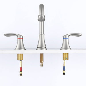 English Elm 2-Handle Brushed Nickel Bathroom Sink Faucet – 8" Widespread Design With 360° Swivel Spout & Drain Assembly T3177P277512