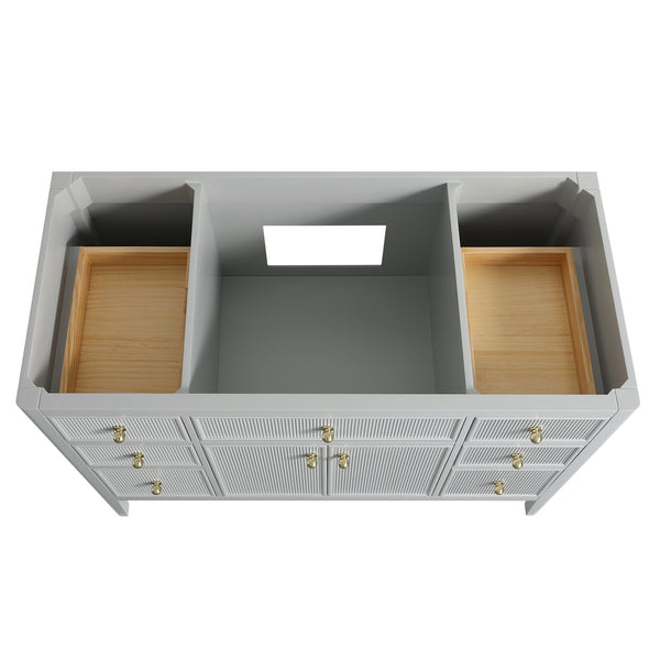 English Elm Fully Assembled 48" Grey Single Sink Bathroom Vanity with Solid Rubberwood, Carrara Top, Soft-Close Drawers W1826P308981