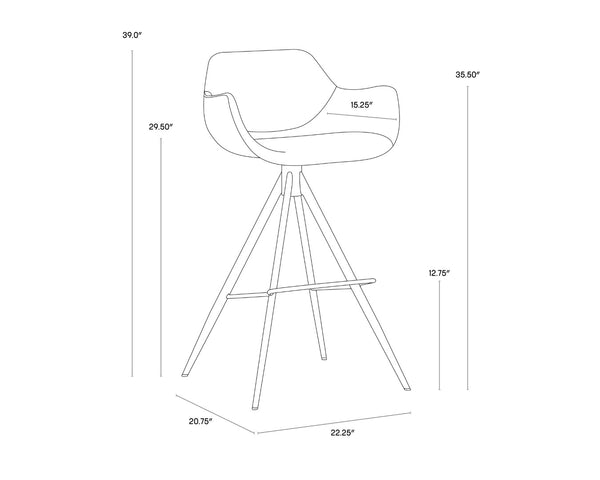 Sunpan OWEN Swivel Barstool in Town Grey - Industrial-Modern Comfort for Kitchen, Bar & Dining Spaces 103246