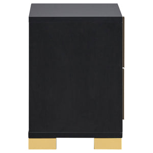 English Elm Jeremiah Matte Black Two-drawer Nightstand with Gold Bar Pulls Art Deco Bedroom B062P447810