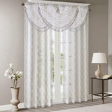 Madison Park Irina Transitional Diamond Sheer Embroidered Waterfall Valance MP41-4945 White/Grey