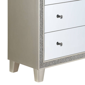 English Elm Sliverfluff Mirrored & Champagne Finish Chest with Acrylic Accents, Felt-Lined Drawer, Durable KD Legs B2726P271967