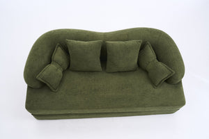English Elm (old Sku W2231p392100) Chenille Sleeper Sofa Foldable Convertible Loveseat with Four Pillows Green W2231P466737