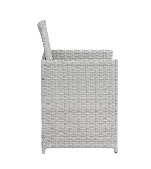 English Elm Paitalyi 9PC Blue Wicker Bistro Set with Glass Table, Steel Frame, Cushioned Chairs & Ottomans B2726S00416