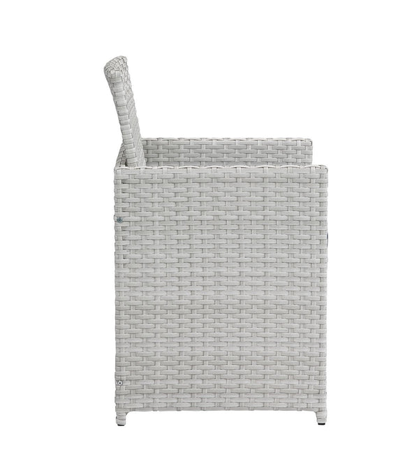 English Elm Paitalyi 9PC Blue Wicker Bistro Set with Glass Table, Steel Frame, Cushioned Chairs & Ottomans B2726S00416