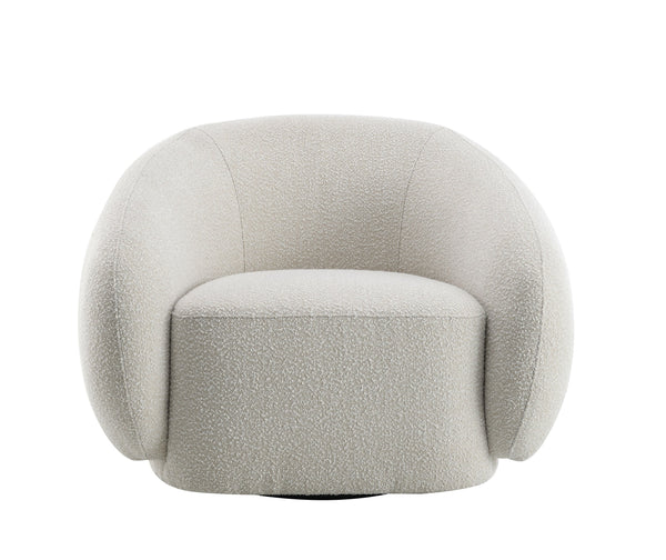 English Elm Isabel Bouclé Swivel Chair with High-Density Foam & Wooden Frame, Plush Comfort and 360° Rotation Beige 42 L x 40 W x 33 H B2726P271003