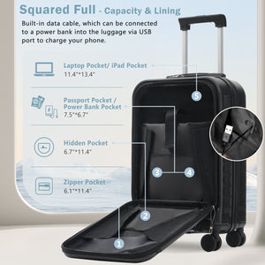 English Elm Front Access Hardside 3 Piece Travel Set with Usb Port Spinner Wheels and Tsa Lock Black N732P326130B
