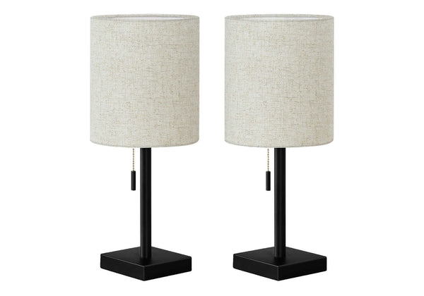 English Elm Lighting, Contemporary Set of 2 USB Table Lamps with Linen Tapered Shades, Nickel Metal Finish Black 15 L x 8 W x 16 H B2710P220110