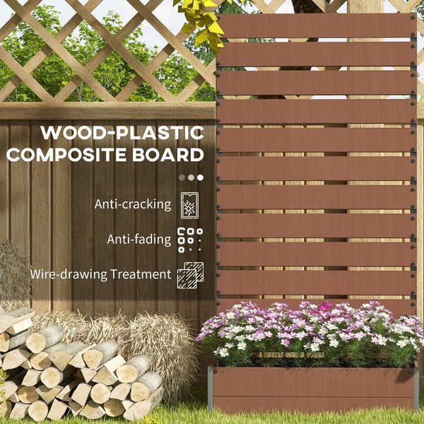 English Elm Outsunny Raised Planter Box with Vertical Trellis for Climbing Vines Outdoor Patio W2225P175538