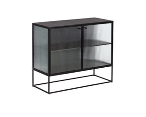 Sunpan Parsons Sideboard: Timeless Mid-Century Modern Design with Fluted Glass Doors and Matte Black Frame Small - 35.5W x 15D x 30H