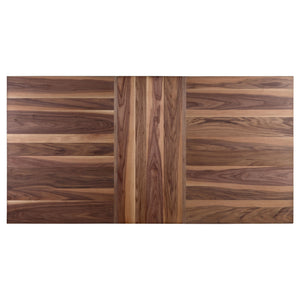 English Elm Rivera Natural Walnut Extension Dining Table with Smooth Sliding Leaf, Open Grain Curls, Reliable Gear Mechanism for Easy Seating Expansion and Timeless Style B062S01309