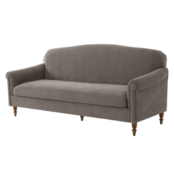 English Elm Modern Chenille Loveseat with Rolled Arms Pocket Spring Cushions and Rubberwood Legs Brown N763P362173D