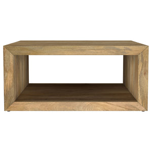 English Elm Mesa Solid Mango Wood Square Coffee Table with Open Shelf for Organic Living Rooms B062P440316