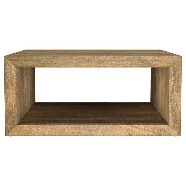 English Elm Mesa Solid Mango Wood Square Coffee Table with Open Shelf for Organic Living Rooms B062P440316