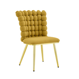 English Elm Ergonomic Velvet Accent Chair Tufted Bubble Weave Gold Legs Glam Seating W3875P446138