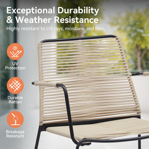 English Elm Balcony 5 Piece Outdoor Pe Wicker Conversation Set with Ottomans and Side Table T3773P420190