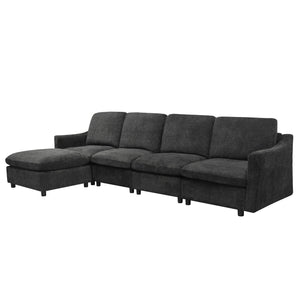 English Elm Modern Oversized Deep Seat Sectional Sofa with Reversible Chaise, Plush Loop Yarn, Memory Foam Comfort W1183S00012