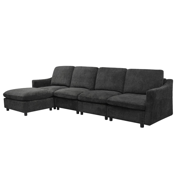 English Elm Modern Oversized Deep Seat Sectional Sofa with Reversible Chaise, Plush Loop Yarn, Memory Foam Comfort W1183S00012