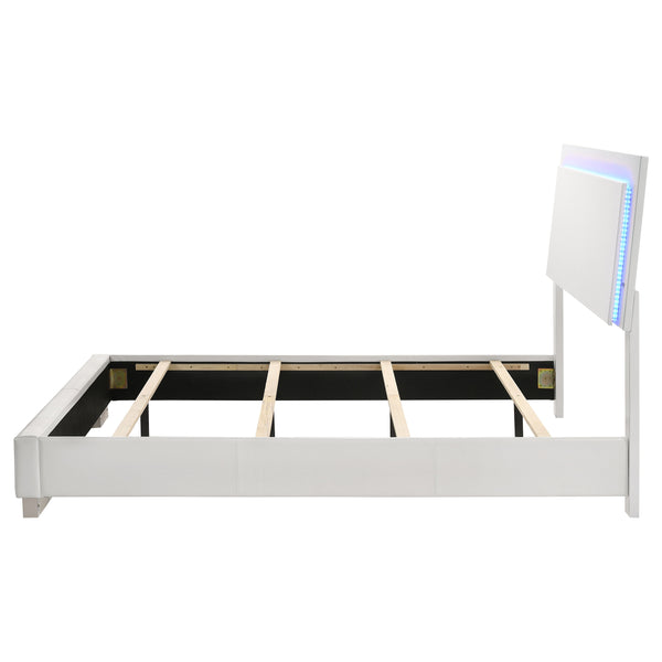 English Elm Felicity White High Gloss Full Led Panel Bed - Modern Design With Ambient Lighting & Sturdy Support B062S00864