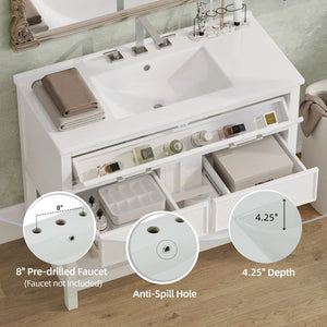 English Elm Christopher Knight Home® - 36" Modern Bathroom Vanity with Ceramic Sink, Tip-Out Tray, Soft-Close Drawers, Open Shelf, Waterproof Surface White N817P288908W
