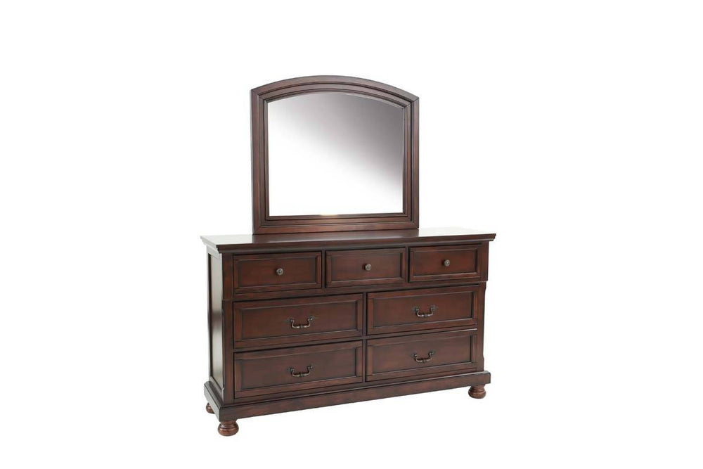 English Elm Traditional Seven Drawer Cherry Dresser with Bun Feet and Classic Hardware for Bedroom B011P448872